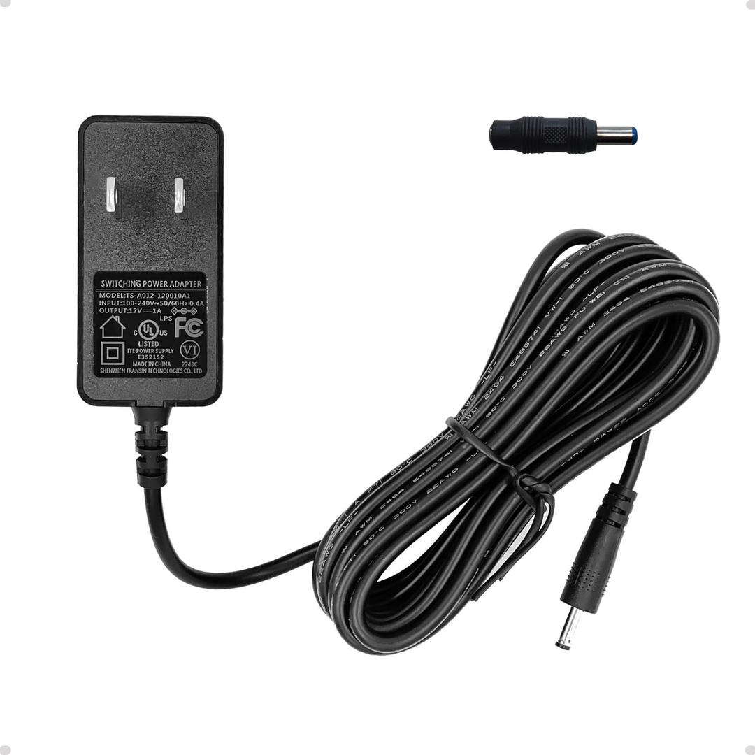 12V 1A Power Supply UL Certified 10FT Extra Thick Power Cord DC 12 Volt 1 Amps Power Adapter with 3.5 x 1.35mm and 5.5 x 2.1mm DC Plug for CCTV Camera Router etc