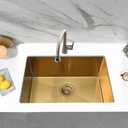 27 inch Undermount Kitchen Sink Gold, Jshozzy 27x16 Stainless Steel Sink Undermount 16 Gauge Single Bowl Under Counter Gold Kitchen Sink Deep