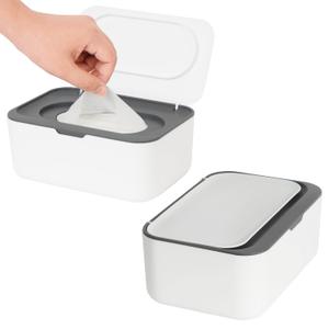 2 Pack Wipes Dispenser, Wipe Holder for Baby & Adult, Seposeve Refillable Wipe Container, Keeps Wipes Fresh, One-Handed Operation. Non-Slip, Easy Open/Close Wipes Pouch Case (2 Grey)