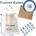 Full Alphabet Crossword Dice Game, Word Game, 15 Large Lettered Dice, Word Dice Game for Family Games, Travel & On-The-Go Fun