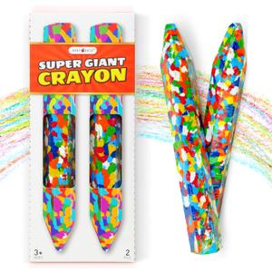 rokt&razo Multicolor Crazy Giant Crayon Pack, 2PC, 8 inches Long, Perfect for Arts and Crafts Projects, Jumbo Crayons, Huge Kids Crayons