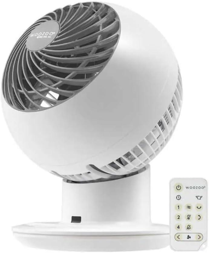 IRIS Woozoo Globe Multi-Directional 5-Speed Oscillating Fan [2024 Model], Small, White, Pequeo