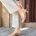 Coutgo Womens Strappy Sandals Slingback Kitten Low Heels Open Toe Buckle Strap Summer Party Dress Shoes (Beige) Size 10