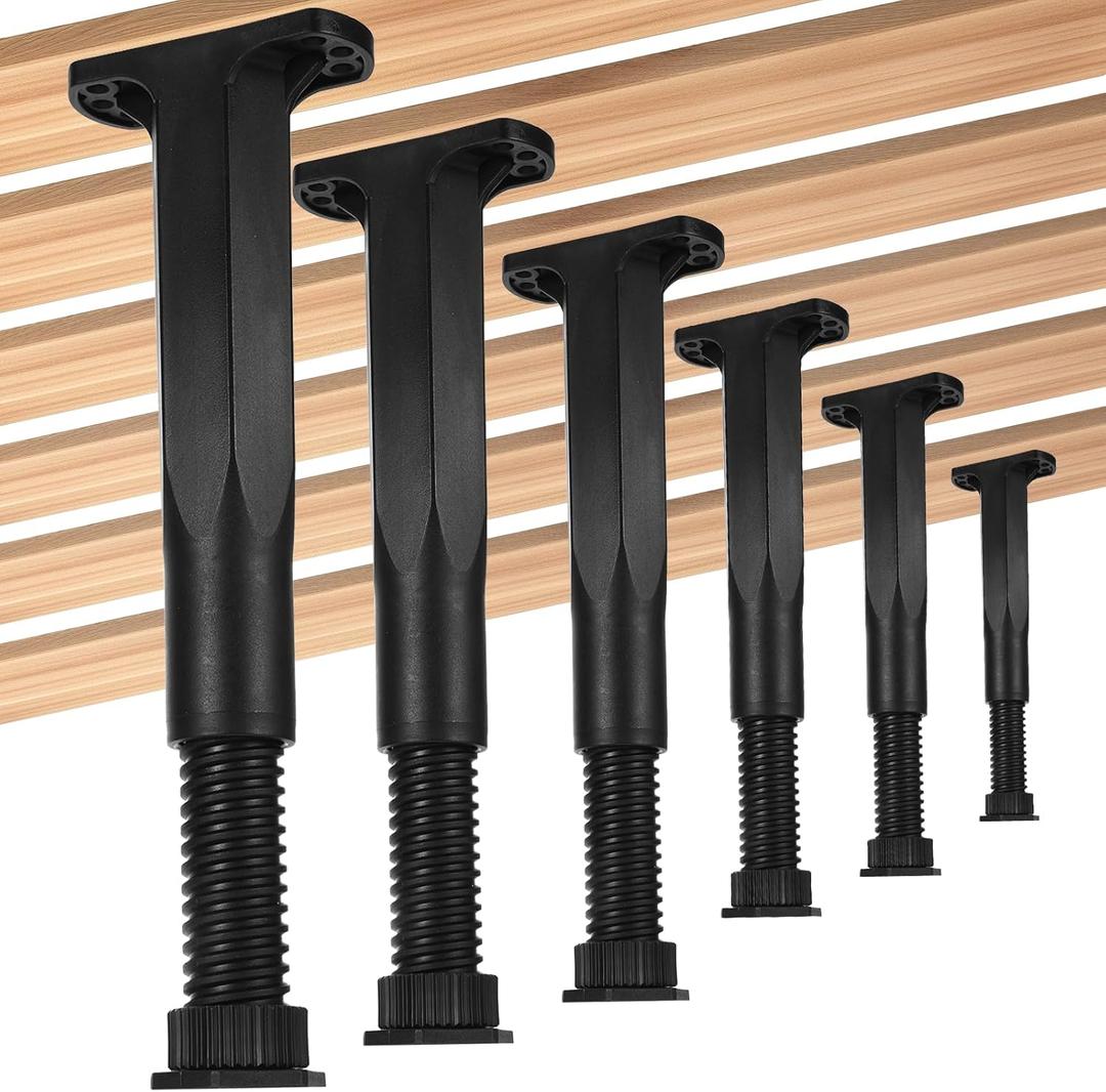 6Pcs 8.2"-15" Bed Support Legs,Adjustable Bed Legs,Durable Bed Frame Leg for King Queen Beds Slats,Plastic Furniture Leg Replacement,for Frame Cabinet and Wooden Furniture