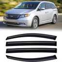Rain Guards for 2011-2017 Honda Odyssey, Out-Channel Window Visor Shields Vent Deflector Shade Wind Dark Smoke 2012 2013 2014 2015 2016, Tape-On Outside-Mount, 4PCS