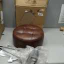 LUE BONA Reddish Brown Vanity Stool Chair for Makeup Room, Tufted Faux Leather Stool for Vanity, 19 inch Height, Vanity Chair with Metal Legs, Modern Foot Ottoman for Bedroom, Living Room, 13''W x 13''D x 19.1''H