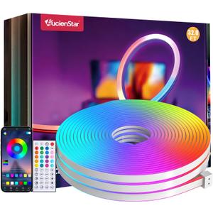 LED Neon Lights, 32.8FT RGB Neon Rope Lights App Control,IR Remote,Music Sync,IP65 Waterproof,Flexible DIY Design for Bedroom,Living Room,Gaming Room,Party,Outdoor,Christmas Decor
