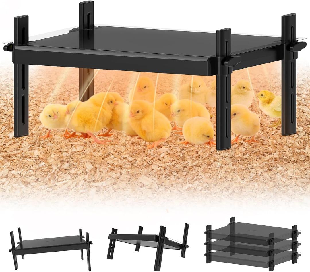 Large Brooder Plate for Chicks, 15"x 12.6" for 20 Baby Chicks, 49W Radiant-Heat Waterproof Chick Brooder Heating Plate with Adjustable Height & Angle, Chicken Brooder Heater/Warmer for Small Poultry