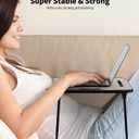 Foldable Lap Desk, Laptop Bed Desk, Portable Lap Table, Laptop Bed Table with Cup Holder & Tablet Slot & Lifting Handle for Working Writing Drawing & Eating - Gray Wood