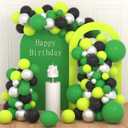 3 x Lime Green Black Silver Balloon Garland Arch Kit - Green Black Balloons Saint Patrick's Day Balloons for Birthday Baby Shower Graduation Soccer Video Game Jungle Safari Party Decorations