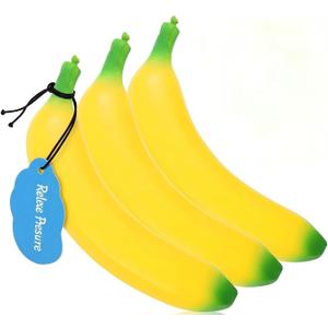 3PCS Bannana Squishy Stress Toy Fake Stretchy Banana Foam Squishies Squishy Fidget Toys Stress Relief Anti Stress Stretchy Bannana Toys