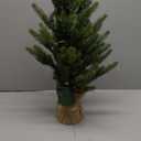 Mini Christmas Trees 24" with 25 LED Lights, 2 ft Decorated Burlap Artificial Tabletop Christmas Trees Home Party Decoration for Kitchen Dining Room Window (Green)