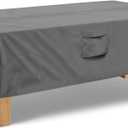 Vailge Rectangular Coffee Table Cover - Outdoor Lawn Patio Furniture Covers with Padded Handles and Durable Hem Cord - Heavy Duty and Waterproof, Fits Large Rectangular Coffee Table (Grey)