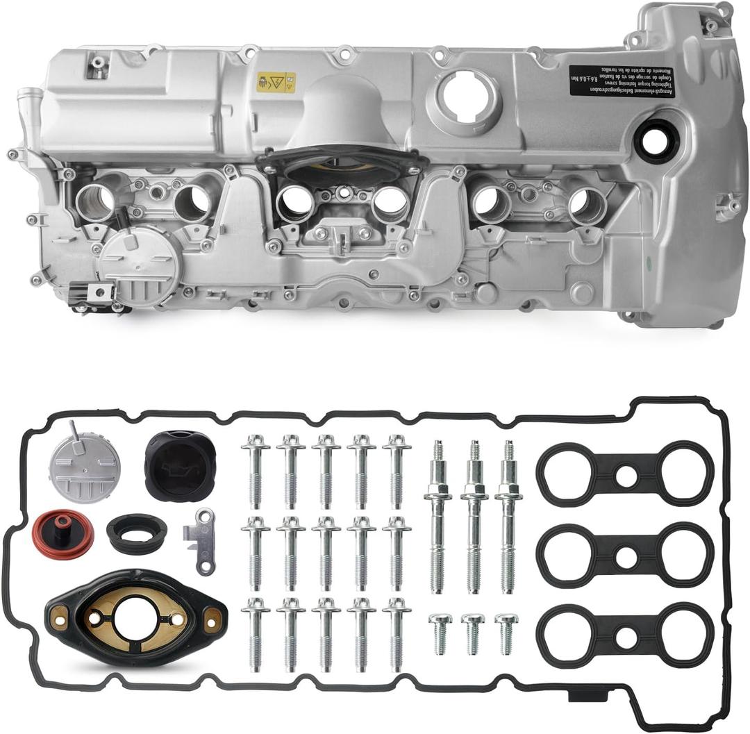 Upgraded Aluminum N52 Engine Valve Cover Kit with Gaskets & Bolts Compatible with 2008-2013 BMW 128i 328i 528i 535i 328xi 528xi 328i xDrive 528i xDrive Z4 X3 X5 3.0L Replace 11127552281 264-935