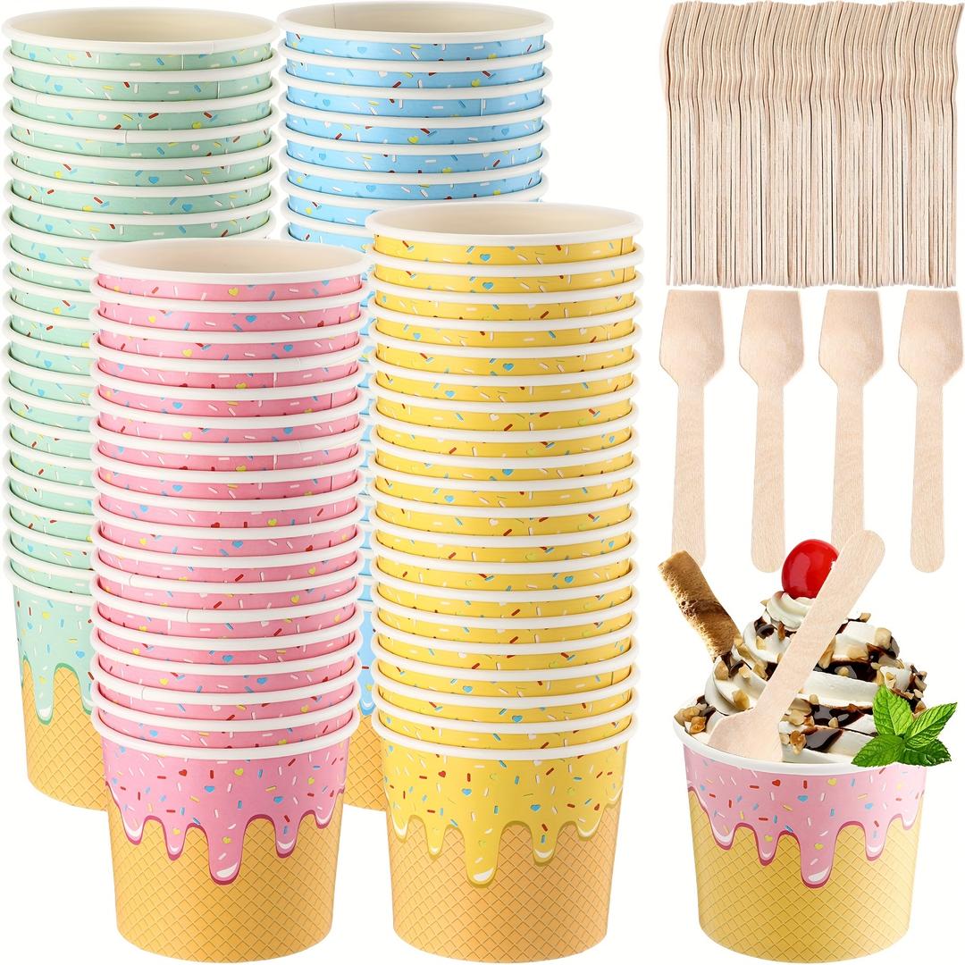 8 oz Ice Cream Cups, Summer Snack Cups, Paper Cups for Ice Cream Party, Disposable Ice Cream Bowls, Paper Snack Bowls, Paper Ice Cream Cups, Sundae Party Bar Supplies, Disposable Soup Bowls