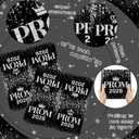 2 x Prom Decorations 2026 Napkins, 50Pcs Napkin Disposable Black and Silver Grad 2026 Napkin, Black and Silver Prom Napkins 2026 for Graduation Night Decorations