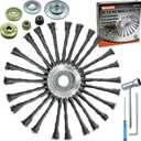 NeJesZoe 10 Inch Steel Wire Weed Wheel Brush Weed Trimmer Blade Head, Wire Rotary Brush Cutter Trimmer Head for Weed Eater, Weed Wrackers, Compatible with Husqvarna, Sthil, Moss Grass Rust Removal