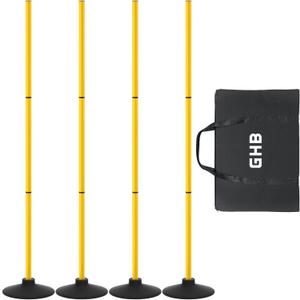 GHB Agility Poles 4 Pack 50" Sports Soccer Training Poles,Detachable Speed Training Equipment Football Accessories with Rubber Base