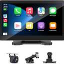 HAUXIY Wireless Apple Carplay Screen for Car, 7" HD Touchscreen with Apple Carplay & Android Auto, Backup Camera, GPS Navigation/Mirror Link/Voice Control/BT/FM