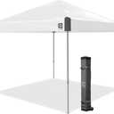 E-Z UP Ambassador Instant Pop Up Canopy Tent, 10' x 10', Roller Bag and 4 Piece Spike Set, Slate White