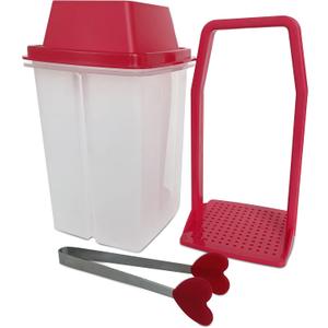 Pickle Container with Strainer | BPA Free Chilero Container Jalapenos Jalapeos | Pickle Jar with Lifter | Complete with Tong (Red) for Pickles, Cornichon, and Food Storage, Pickles Keeper