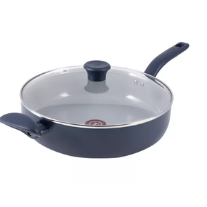 T-Fal Refresh Ceramic Nonstick Saute Pan with Lid 5 Qt, Made without PFOA and PTFE, Oven and Broiler Safe up to 350°F Cookware, Frying Pan, Stay-Cool Handle, Skillet Pots and Pans, Blue