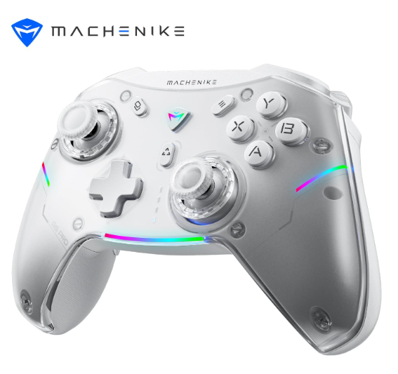 Machenike G5 Pro Wireless Gaming Controller for Windows PC,Switch,IOS&Android,PC Controller Hall Effect JoystickTriggers/Gyroscope,RGB Lights (White)