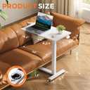 28" Mobile Bed Desk on Wheels, Dual-Tilt with Side Tray, White