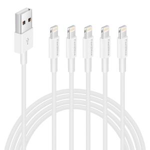 [ MFi Certified ] 5Pack 6ft iPhone Charger Cable, Long Lightning Cable 6 Foot, High Fast 6 Feet iPhone Charging Cable Cord Connector for iPhone 12 Mini 12 Pro Max 11 Pro MAX XS Xr X 6 AirPods (white)