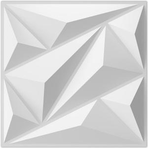 Art3dwallpanels 33 Pack 3D Wall Panel Diamond for Interior Wall Dcor, PVC Flower Textured Wall Panels for Living Room Lobby Bedroom Hotel Office, White, 12''x12'' Cover 32.Sq.Ft.
