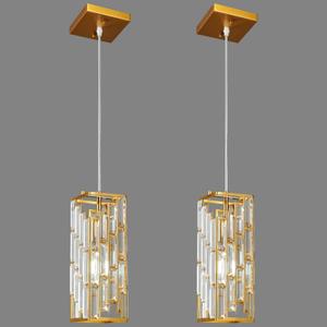 Gold Pendant Lighting Modern Pendant Light, Mini Crystal Chandeliers,Adjustable Pendant Light Fixture for Kitchen Island Dinning Room Bedroom (2 Pack)