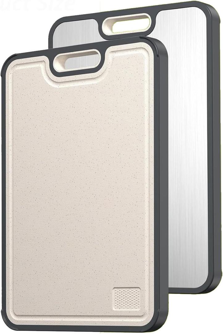 Titanium Cutting Board for Kitchen, Double Sided Food Grade, Pure Titanium and Wheat Straw PP, Easy to Clean Large Size 1511