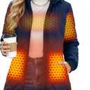Women Heated Jacket Battery Pack Included Rechargeable 12v Work Coat Puffer Fleece Clothing Apparel Electric USB Self Heat Sweater Sweatshirt Vest Hoodies Warm Pant Gloves Socks Hat Navy. Size L