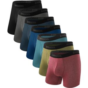 BAMBOO COOL Men's Underwear Breathable Boxer Briefs with Fly Moisture-Wicking Lightweight Underwear 7-Pack (Large)