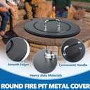 Fire Pit Lid 25.6"-Heavy-Duty Metal Cover with Handle,All-Season Protection