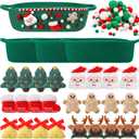 3 Set Christmas Woven Basket with Cute DIY Doll Cotton Rope Christmas Basket for Gift Empty with Handles 15 x 9.9 x 5 Inch Woven Rope Storage Bin Santa Xmas Holiday Decorative(Green)