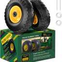 (2 Pack) 4.10/3.50-4 Flat Free Tire and Wheel 10-Inch Solid Wheel Replacement with 5/8 Bearings,2.2" Offset Hub -Compatible with Hand Truck,Wheelbarrow(Yellow)