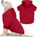 Dog Sweaters for Medium Dogs Dog Hoodie Pet Sweater Solid Soft Brushed Fleece Pet Clothes Hoodie Sweatshirt with Pocket(Red-M)