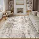 10x12 Washable Area Rug Brown Grey Abstract Non Slip Soft Low Pile Rug for Living Room Bedroom Dining Room Office Neutral Modern Indoor Large Throw Carpet for Home Decor