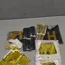 Amandir Black Gold Birthday Decorations for Men Women Black Gold White Confetti Balloons Happy Birthday Banner Pom Poms Metallic Fringe Curtains 18th 30th 40th 50th 60th Graduation Supplies