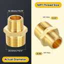 METALLIXITY 4PCS Brass Pipe Fitting, 1/2" NPT Male x 3/8" NPT Male Thread Brass Hex Nipples Extension Adapter for Tub Spout/Shower