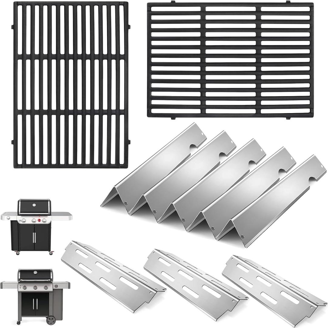 Genesis II Grill Parts for Weber Grill Grates Flavorizer Bars for Weber Genesis II GS4 Cooking Grates Heat Deflector Replacement Parts for Weber Genesis 2 E-310 E-315 S-335 Grill Accessories