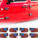 JL Aluminum Door Hinge Kit Compatible with 2018-2025 Jeep Wrangler JL JLU Gladiator JT Unlimited Rubicon Sahara Sports Accessories, Original Factory Hinges Sleeve Replacement, 8Pcs, Color Red