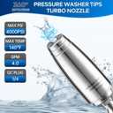 Stainless Steel Pressure Washer Tips Turbo Nozzle 4000 PSI Pressure Washer Rotating Turbo Nozzle, 360 Rotating Pressure Washer Nozzle with 1/4'' Quick Connect, 4.0 GPM 4.0 Orifice