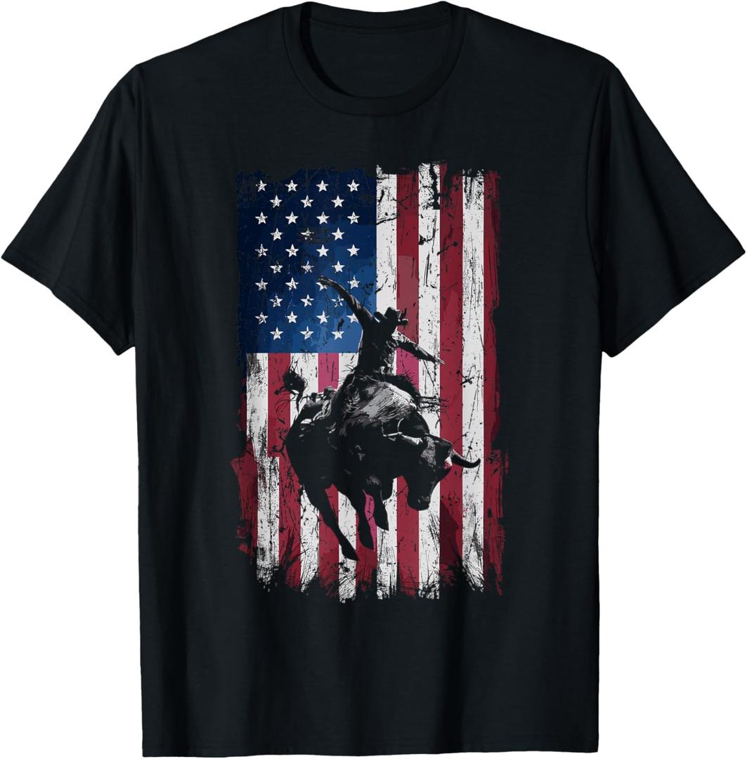 Rodeo Cowboy Western USA Flag Cowboys T-Shirt Rodeo Cowboy Western USA Flag Cowboys T-Shirt