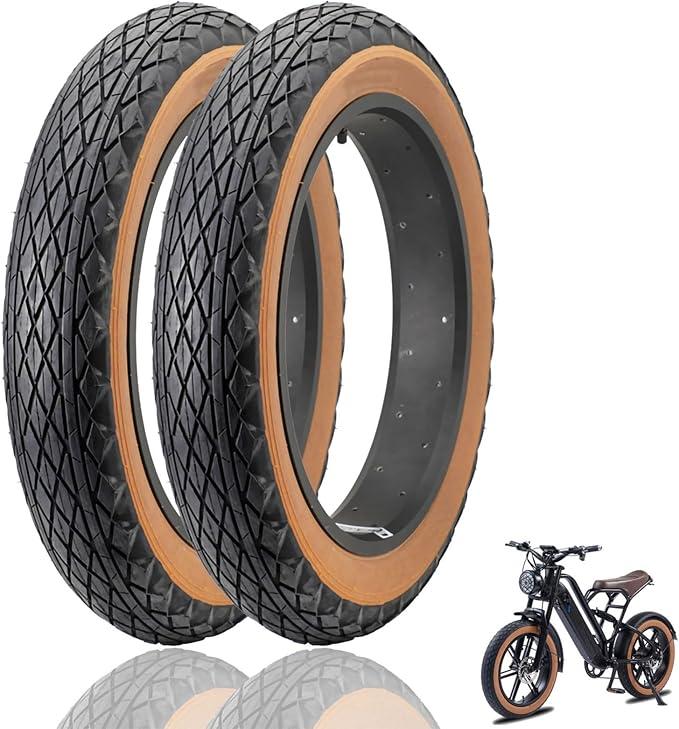Pack of 2 20 Inch Fat Bike Tyre Fat Bicycle Tyres 20 x 4.0 (100-599) Inch Bicycle Coat Mid-Friction Compatible Replacement Bicycle Tyres for Mountain Snow and Beach Bike 20 PSI