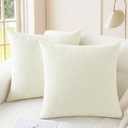 CaliTime Throw Pillow Covers Decorative 26 X 26 Inches Pack of 2 Cozy Chenille Cushion Cases for Couch Sofa Bed Living Room Home Cream