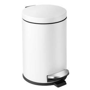 Cesun 1.2 Gallons Small Can with Lid, White Bathroom Garbage Can with Foot Pedal, Mini Round Wastebasket for Bathroom, Bedroom, Office, 4.5 Liters / 1.2 Gallons, White