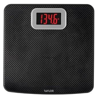 Taylor Digital Scales, 400 LB Capacity, Carbon Fiber Anti-slip Mat, 11.8 x 11.8 Inches, Black