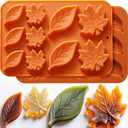 Leaf Silicone Molds Fall Silicone Mold Harvest Cake Pan Autumn Maple Leaf 2 Different Shapes Thanksgiving Fall Theme Mould for Halloween Chocolate Candy Cupcake Topper Resin Soap Candle Ice Cube 2PCS